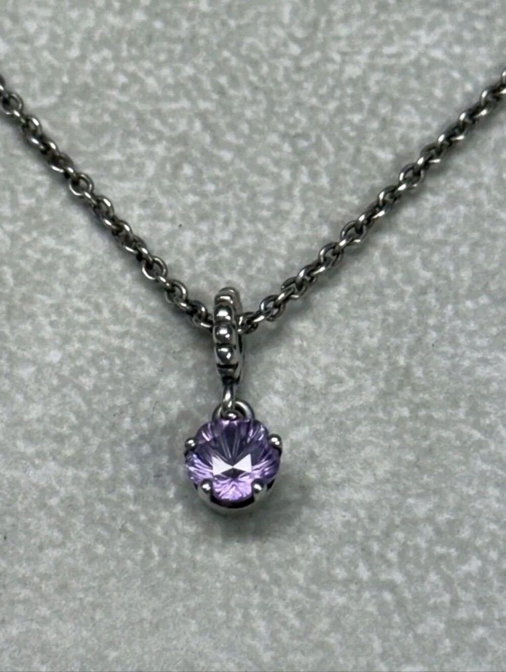 Pandora Sterling Silver Amethyst Charm Necklace